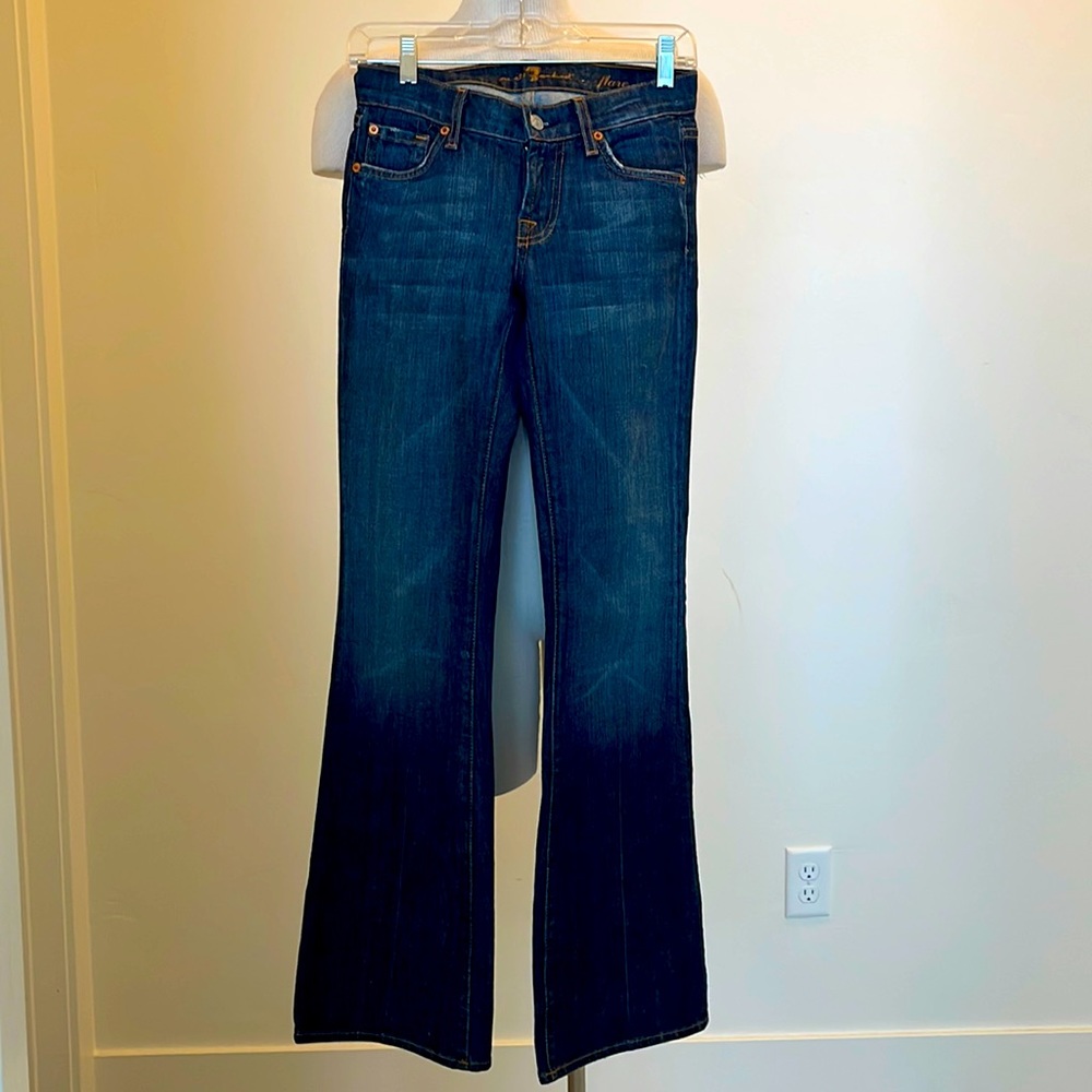 7 For All Man Kind Flare Dark Blue Jeans Size 24